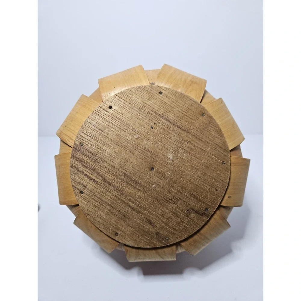 Pumpkin Wooden Bushel Basket with Lid Orange Halloween Fall Decor 6